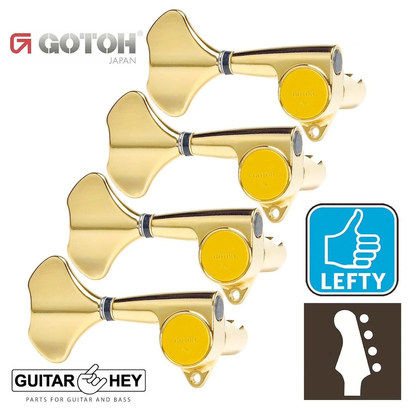 NEW Gotoh GB707 Bass Machine Heads 4-in-line Tuners TREBLE SIDE w/ Screws - GOLD