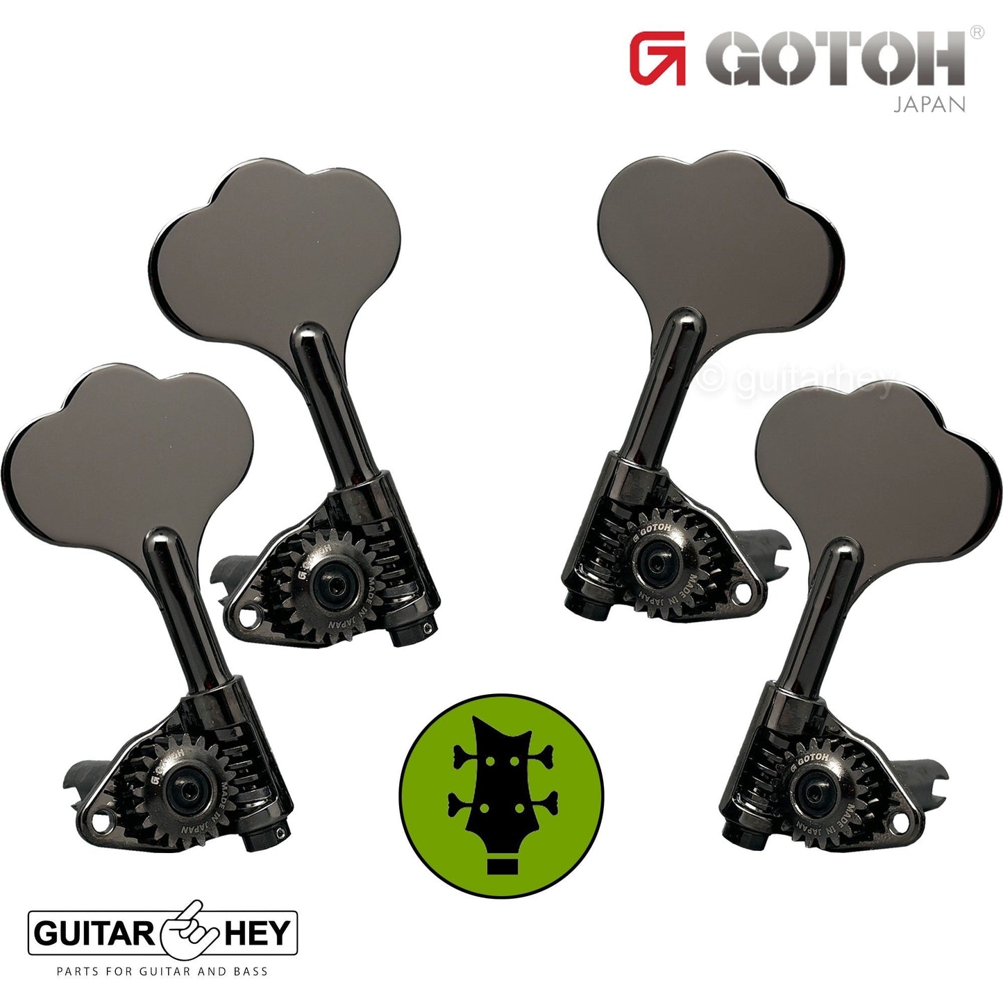 NEW Gotoh GBU510C-9 Compact Bass L2+R2 Tuners Open-Gear 2x2 - COSMO BLACK