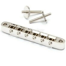 Carregar imagem no visualizador da galeria, NEW Gotoh GE104B ABR-1 Tunematic Tune-o-matic Bridge w/ M4 Threaded Posts - NICKEL