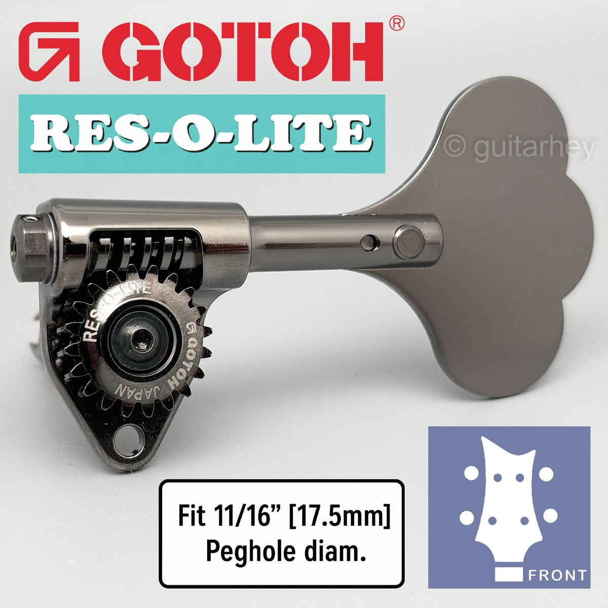 NEW Gotoh GRL510C-12 Bass 4-String L2+R2 11/16" RES-O-LITE Tuners 2x2 - COSMO BK