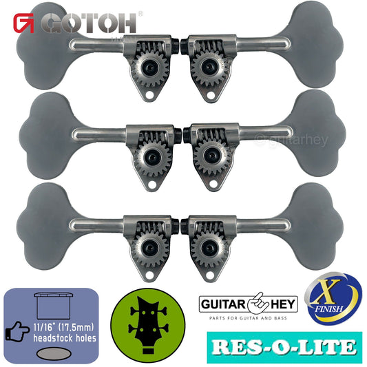 NEW Gotoh GRL510C-12 Bass L3+R3 Tuners 11/16" RES-O-LITE - ANTIQUE X-CHROME