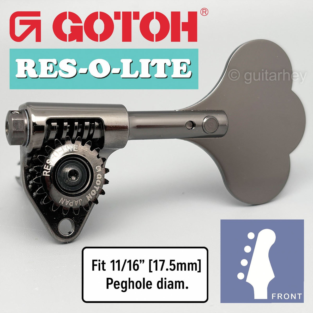 NEW Gotoh GRL510C-12 Bass 4-String 4-in-line 11/16" RES-O-LITE Tuners - COSMO BK