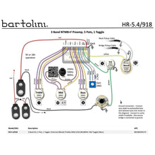 Load image into Gallery viewer, NEW Bartolini HR-5.4/918 ACTIVE Pre-Wired Harness, 3-Band EQ &amp; Preamp for Bass