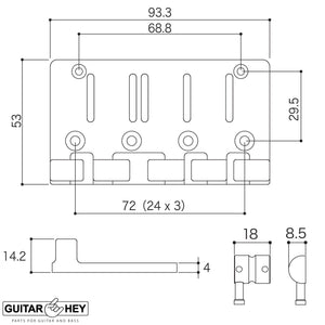 NEW Gotoh J510SJ-5 Quick Release 5-Strings Bass Bridge Multi Tonal Series - GOLD