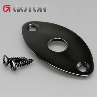 NEW Gotoh JCB-2 Oval Curved Footbal Style Jack Plate for Guitar - BLACK