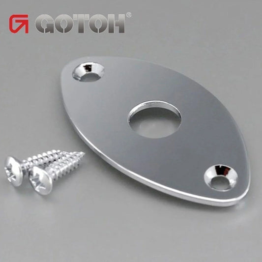 NEW Gotoh JCB-2 Oval Curved Footbal Style Jack Plate for Guitar - CHROME