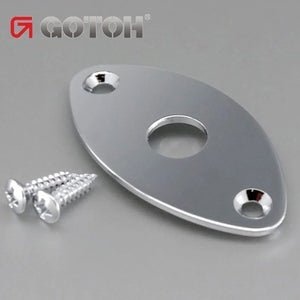 NEW Gotoh JCB-2 Oval Curved Footbal Style Jack Plate for Guitar - CHROME