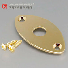 Load image into Gallery viewer, NEW Gotoh JCB-2 Oval Curved Footbal Style Jack Plate for Guitar - GOLD