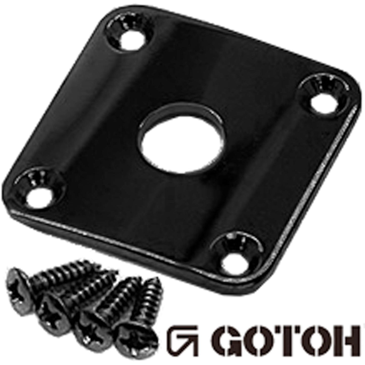 NEW Gotoh JCB-4 Square Jack Plate for Les Paul Guitar w/ Screws - BLACK