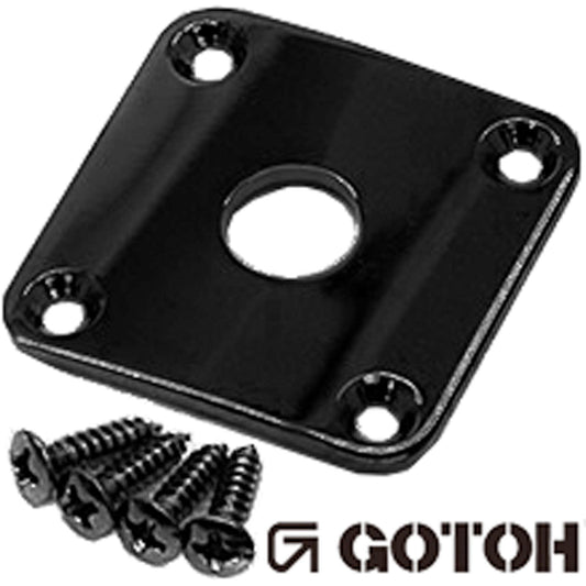 NEW Gotoh JCB-4 Square Jack Plate for Les Paul Guitar w/ Screws - BLACK