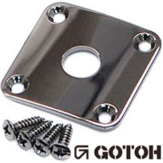NEW Gotoh JCB-4 Square Jack Plate for Les Paul Guitar w/ Screws - COSMO BLACK