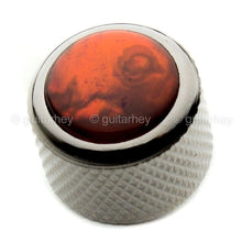 Load image into Gallery viewer, NEW (1) Q-Parts Guitar Knob Black Chrome with RED ABALONE SHELL on Dome KBD-0010