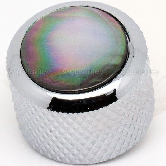 NEW (1) Q-Parts DOME Knob Single Chrome Green Pearl SHELL - KCD-0020