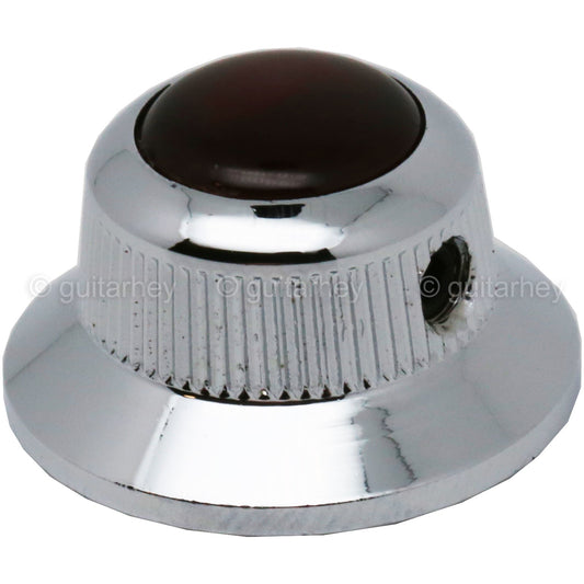 NEW (1) Q-Parts UFO Guitar Knob KCU-0761 Acrylic Brown Pearl on Top - CHROME