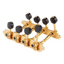Carregar imagem no visualizador da galeria, NEW Gotoh MF40 &quot;F Style&quot; Tuning Keys Mandolin Pegs Black Plastic Buttons - GOLD