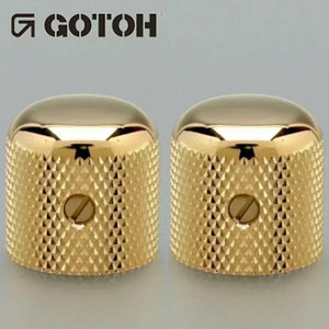 NEW (2) Gotoh Control Knob Metal DOME Bass/Guitar for 1/4 inch USA pots - GOLD