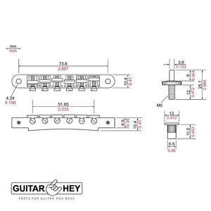 Tonepros NVR2P Nashville Style Tunematic Bridge with Pre-Notched Saddles, GOLD