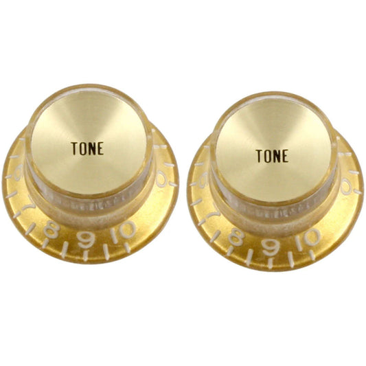 NEW (2) TONE Gibson-Style Top-Hat Knobs Insert GOLD Reflector fits USA Split