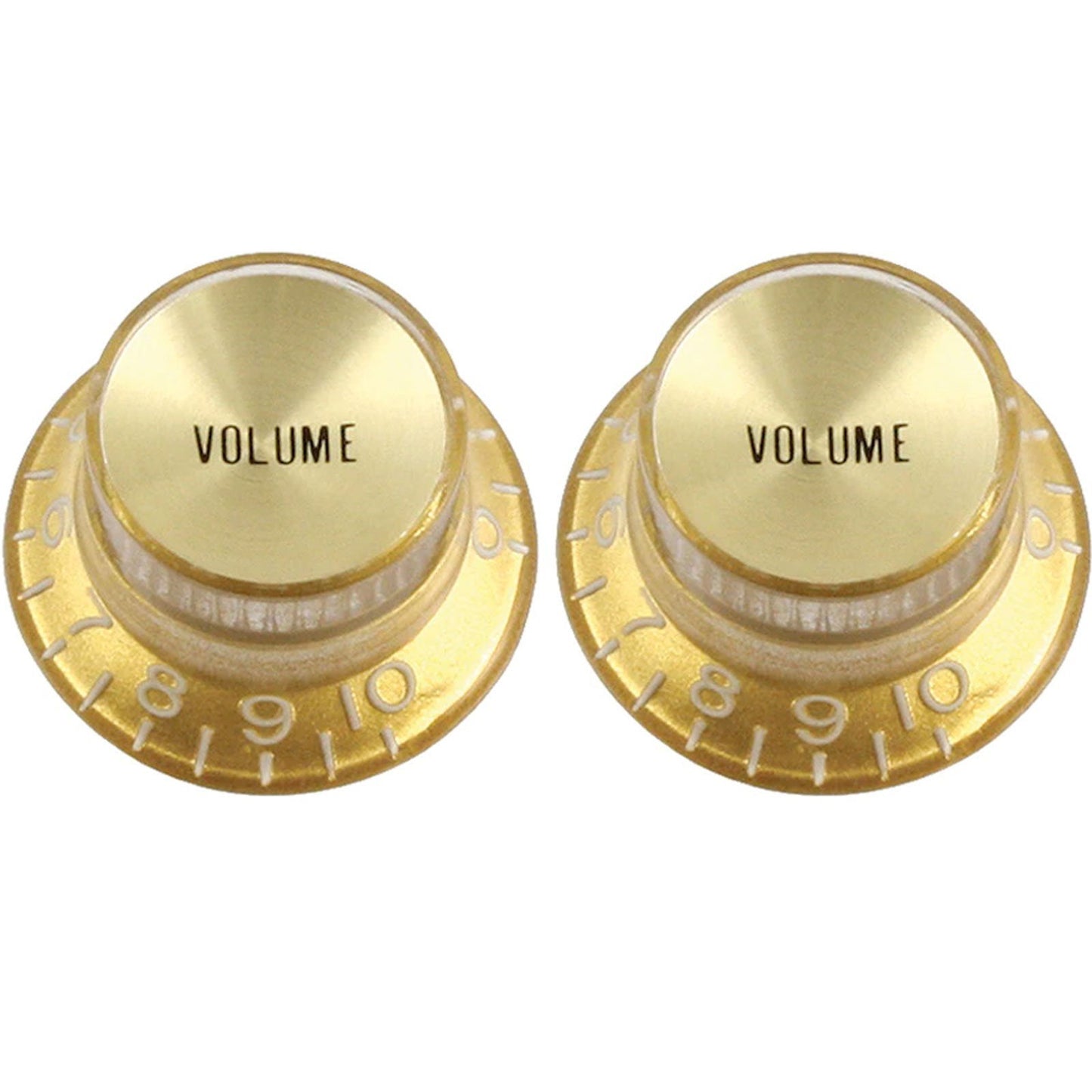 NEW (2) VOLUME Gibson-Style Top-Hat Knobs Insert GOLD Reflector fits USA Split