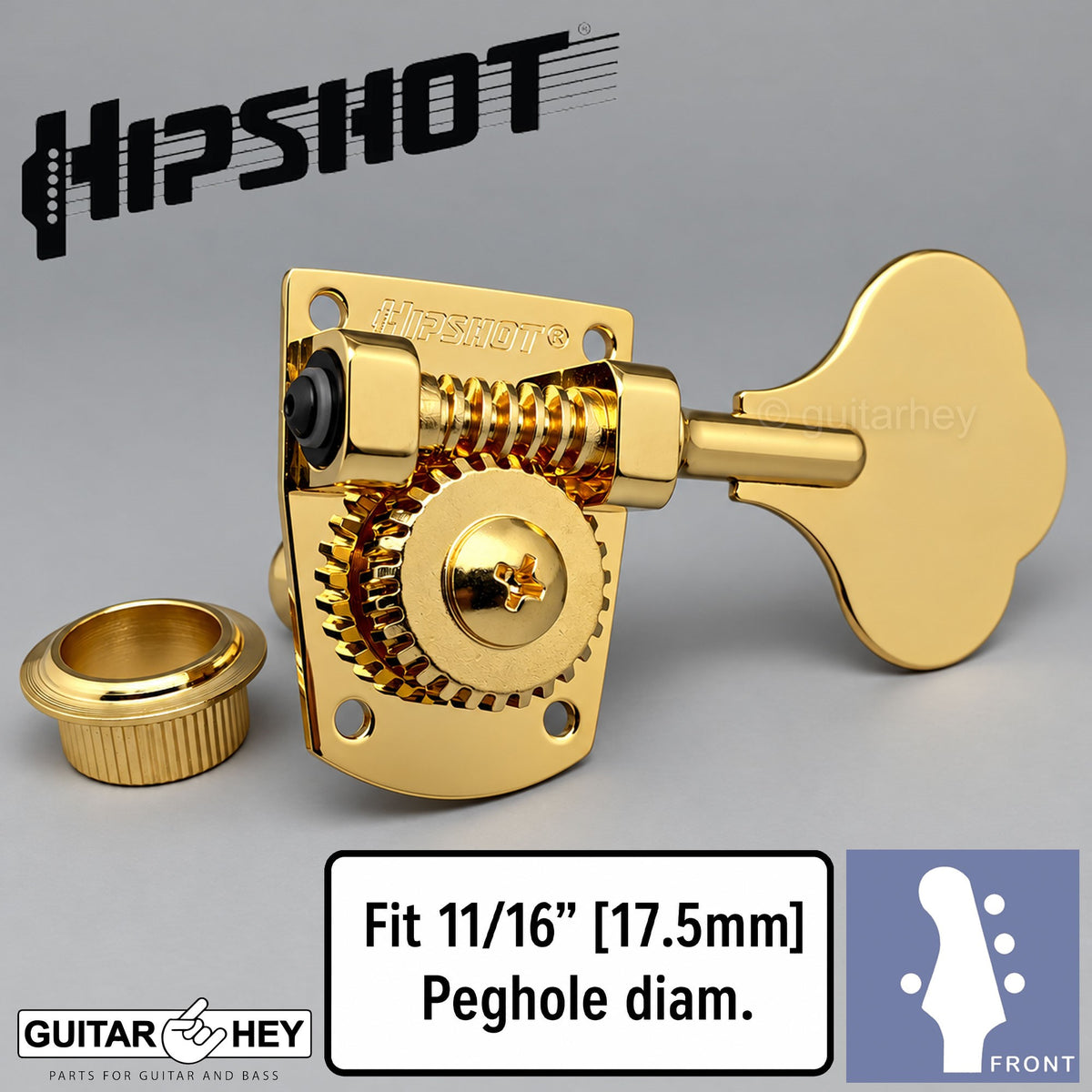 NEW Hipshot HB7 4 String 20710G L1+R3 Upgrade for Fender MIM Bass 1x3 - GOLD