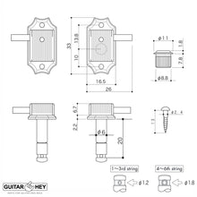 Load image into Gallery viewer, NEW Gotoh SD90-SLB MG LOCKING Tuners Set L3+R3 w/ Black Buttons 3x3 - NICKEL