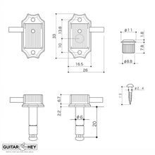 Load image into Gallery viewer, NEW Gotoh SD90-P5R MG LOCKING Tuners Set L3+R3 w/ AMBER Buttons 3x3 - NICKEL