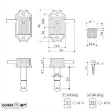 Load image into Gallery viewer, NEW Gotoh SD90-SL MG MAGNUM LOCKING Tuners L3+R3 Set KEYSTONE 3x3 - GOLD