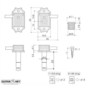 NEW Gotoh SD90-SL MG MAGNUM LOCKING Tuners L3+R3 Set KEYSTONE 3x3 - GOLD