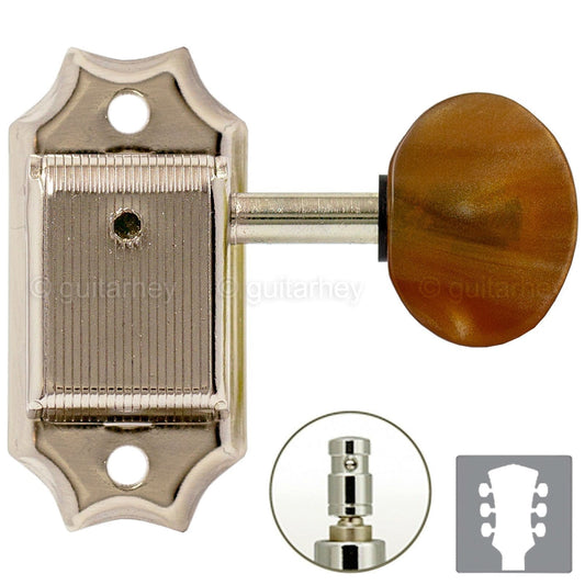 NEW Gotoh SD90-P5R MG LOCKING Tuners Set L3+R3 w/ AMBER Buttons 3x3 - NICKEL