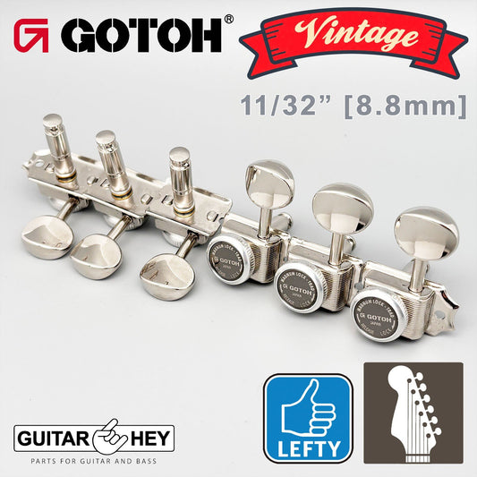 NEW Gotoh SD91-05M MGT Locking Tuners STAGGERED 6 in line LEFT-HANDED - NICKEL