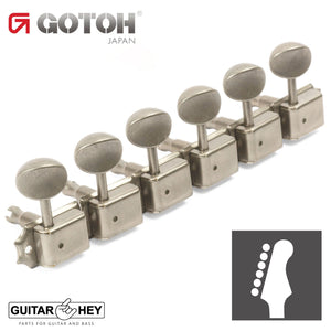 NEW Gotoh SD91-05M 6-In-Line Tuning Keys STAGGERED Height Posts - AGED NICKEL