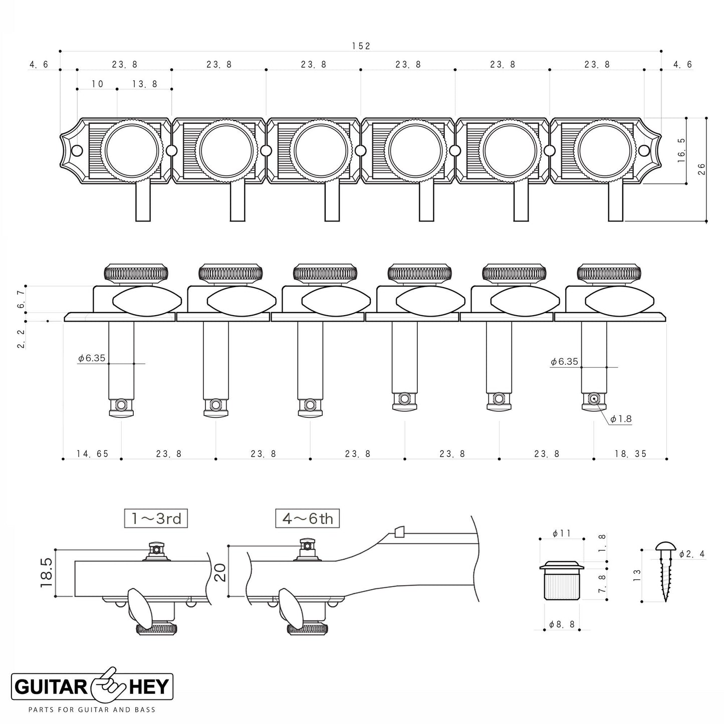 NEW Gotoh SD91-05M MGT Locking Tuners Set 6 in line STAGGERED w/ screws - NICKEL