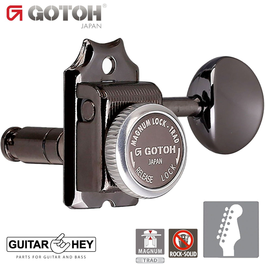 NEW Gotoh SD91-05M MGT Locking Tuners STAGGERED 6 in line Set - COSMO BLACK