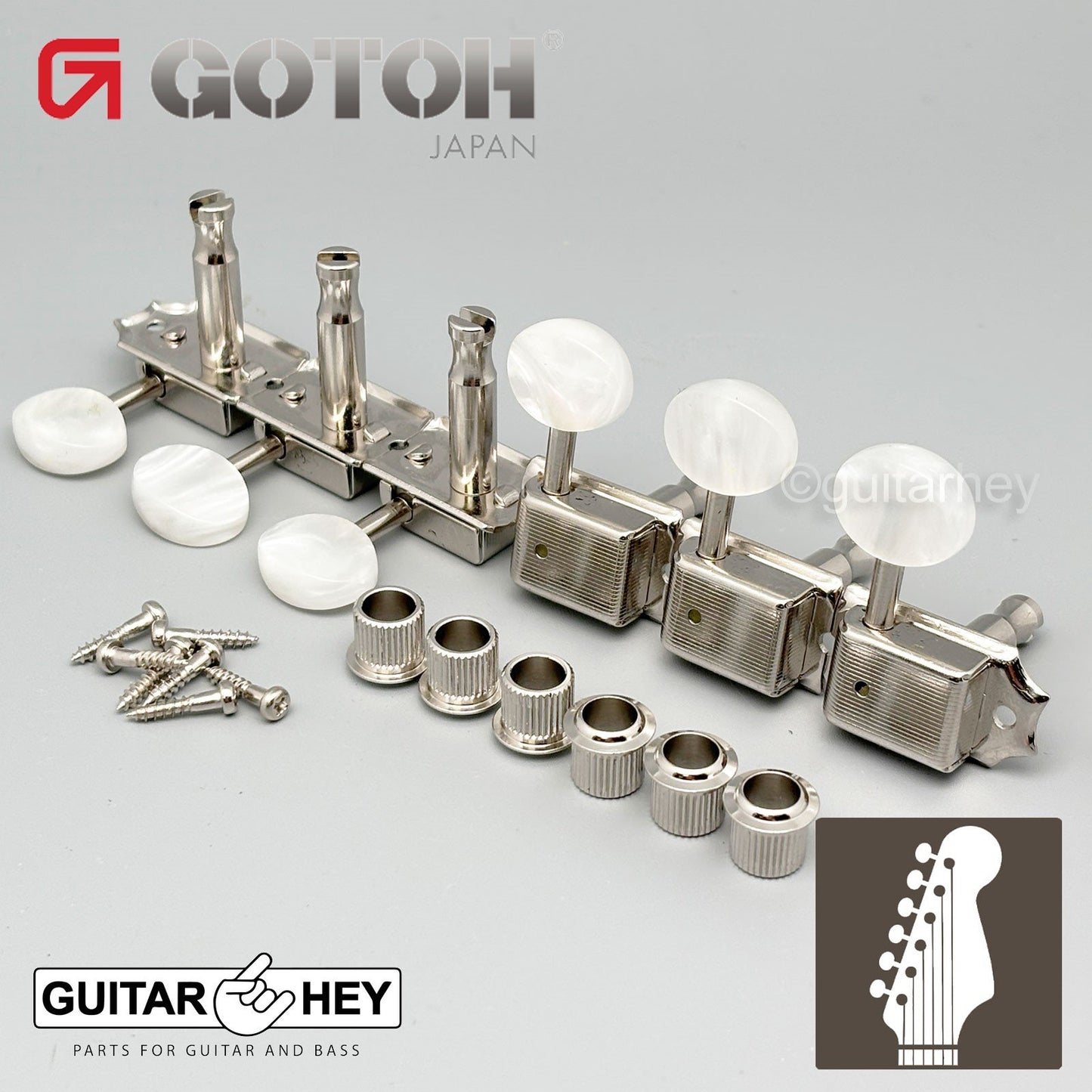 NEW Gotoh SD91-P5W 6-In-Line Vintage Style Tuners for Fender Strat Tele - NICKEL