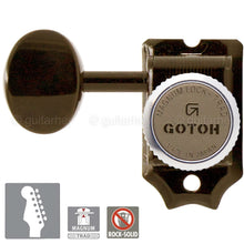 Load image into Gallery viewer, NEW Gotoh SD91-05M MGT Locking Tuners STAGGERED 6 in line TREBLE - COSMO BLACK
