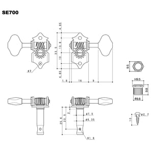 NEW Gotoh SE700-05M OPEN-GEAR Tuning Keys L3+R3 w/ screws 3x3 Tuners - CHROME