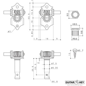 NEW Gotoh SE700-06M OPEN-GEAR Tuning Keys L3+R3 w/ screws 3x3 Tuners - NICKEL
