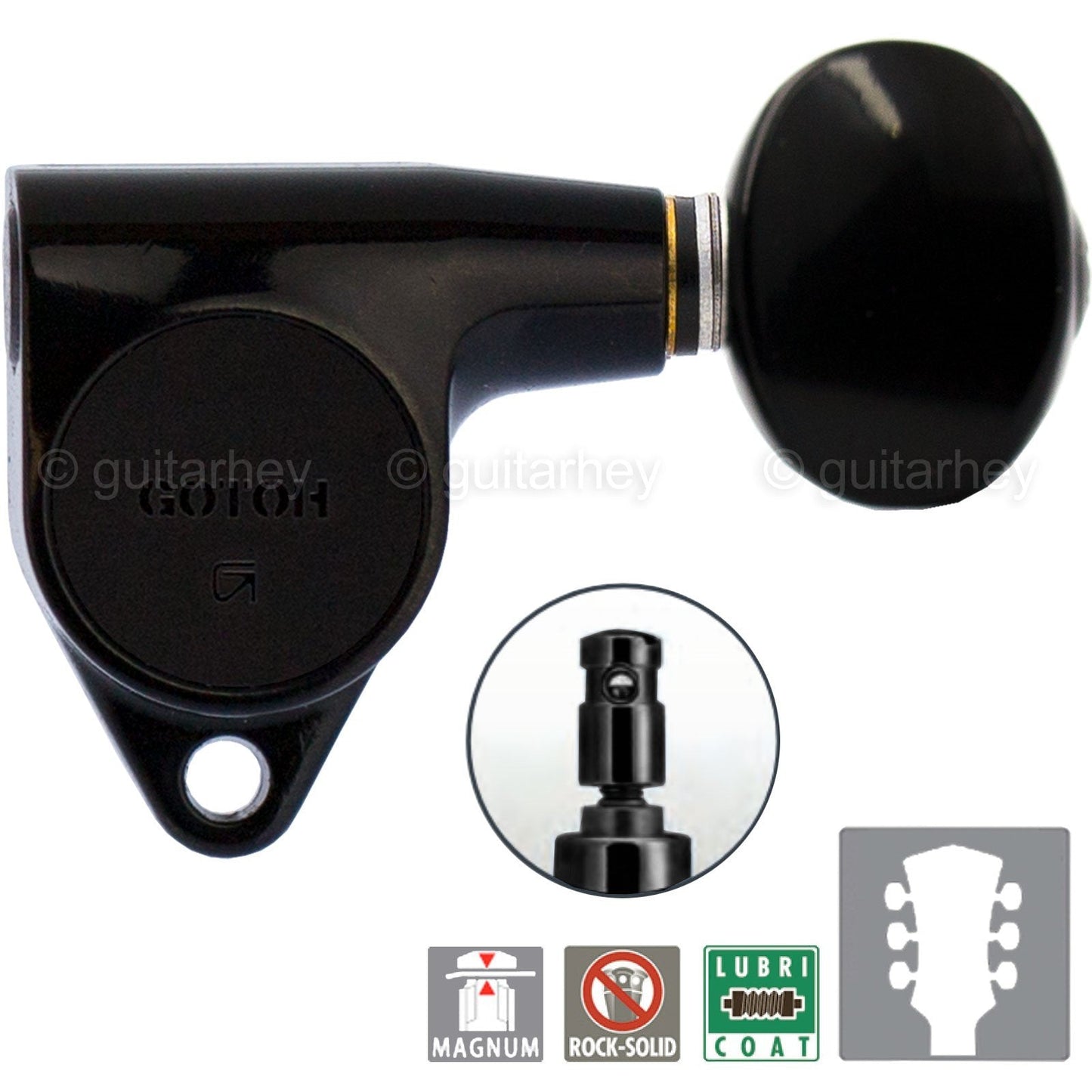 NEW Gotoh SG301-05 MG Magnum LOCKING Tuners SMALL OVAL Buttons Keys 3X3 - BLACK