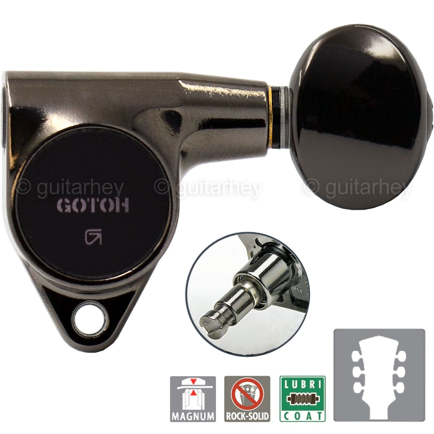 NEW Gotoh SG301-05 MG Magnum LOCKING Tuners Small OVAL Buttons 3X3 - COSMO BLACK