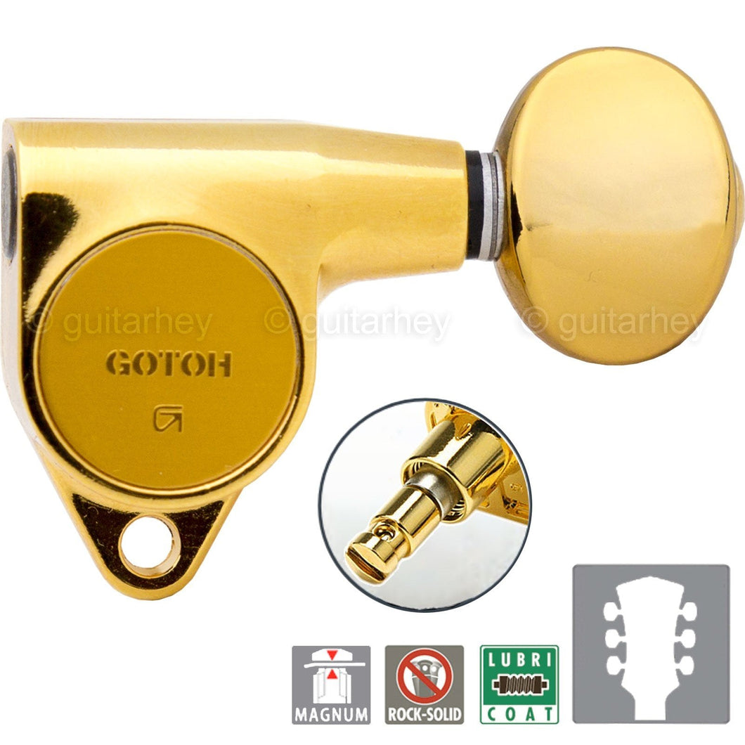 Gotoh SG301-05 MG Magnum Locking L3+R3 Set w/ screws w/ OVAL Buttons 3x3 - GOLD