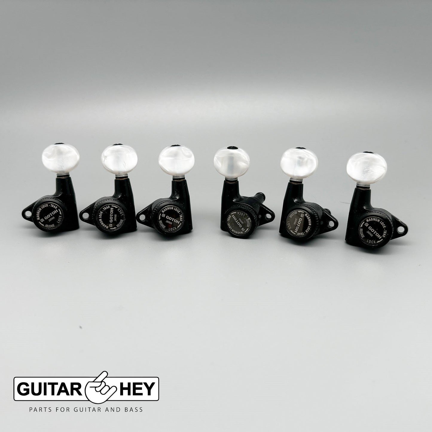NEW Gotoh SG301-05P1 MGTB L3+R3 Set Locking Tuners OVAL PEARL Buttons 3x3, BLACK