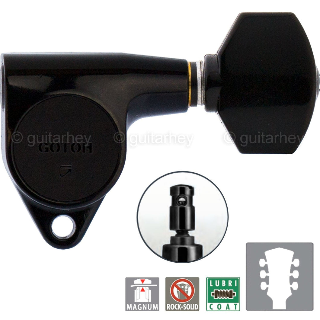 NEW Gotoh SG301-07 MG Magnum LOCKING Tuners SMALL Buttons Keys 3X3 - BLACK