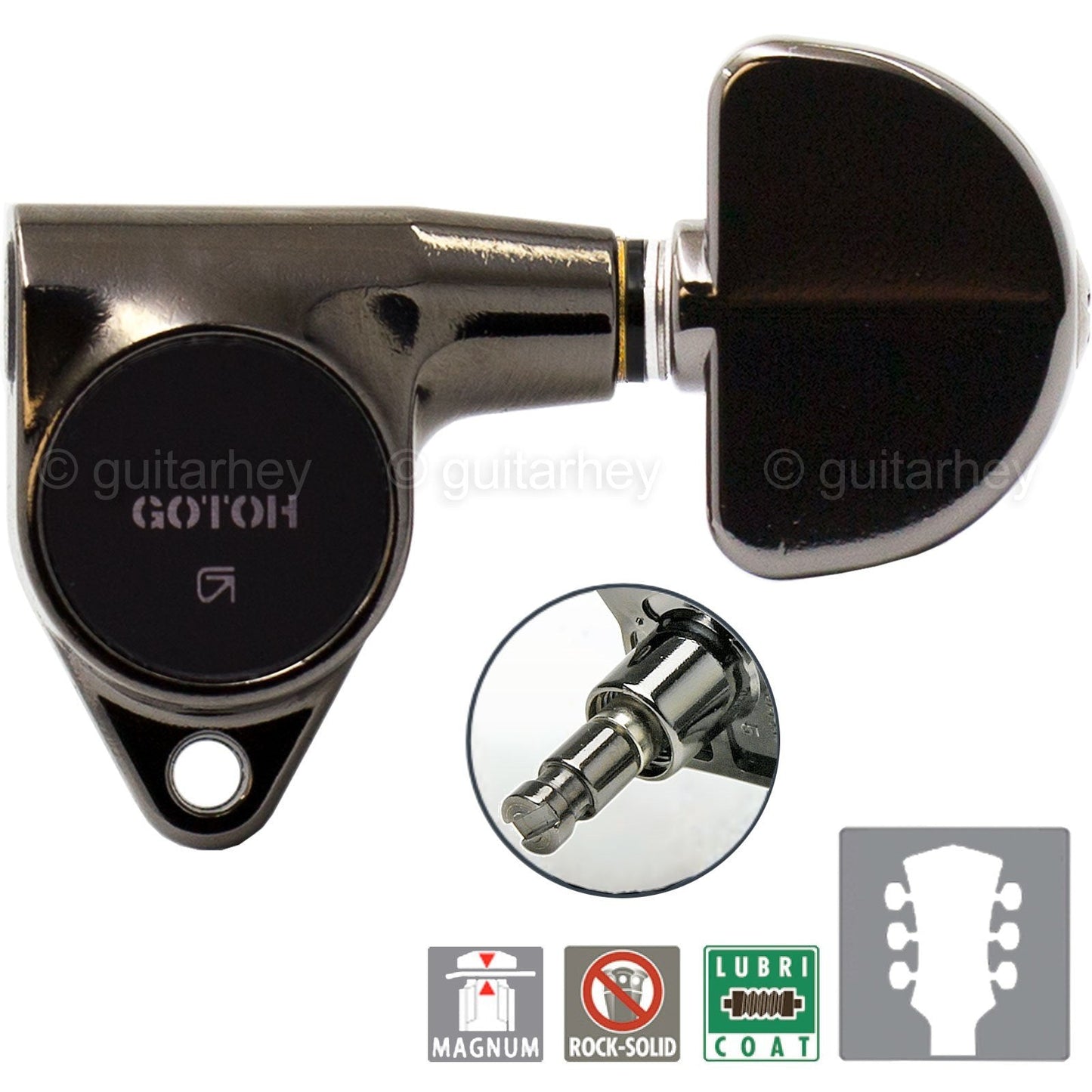 NEW Gotoh SG301-20 MG Magnum LOCKING DOMED LARGE Buttons Keys 3X3 - COSMO BLACK