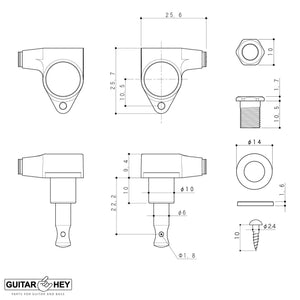 NEW Gotoh SG301-EN01 L3+R3 Tuning Keys w/ Large EBONY Buttons Set 3x3 - CHROME