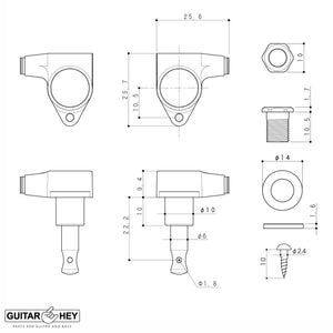 NEW Gotoh SG301-P2 Tuning Keys L3+R3 w/ Large AMBER Buttons Set 3x3 - GOLD