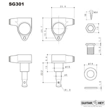 Load image into Gallery viewer, Gotoh SG301-01 Set L3+R3 w screws 3x3 Tuners Machine Head - 3+3 Tuner - GOLD