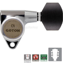 Carregar imagem no visualizador da galeria, NEW Gotoh SG301-EN07 MGT L3+R3 LOCKING Tuners w/ Small EBONY Keys 3x3 - CHROME