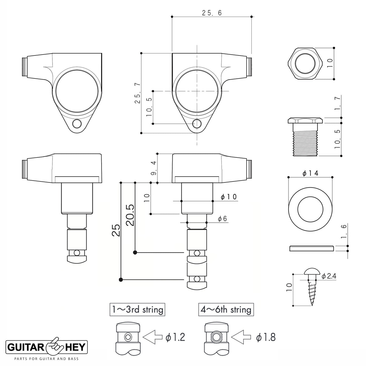 NEW Gotoh SG301-M07 HAPM Adjustable Post Height Locking IVORY 3x3 - COSMO BLACK