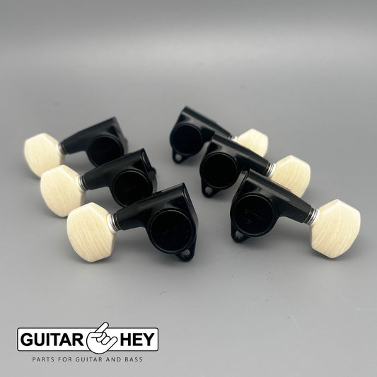 NEW Gotoh SG301-M07 Tuning Keys L3+R3 w/ Small IVORY Buttons Set 3x3 - BLACK