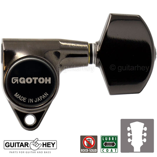 Gotoh SG301-01 Machine Head Set L3+R3 w/ screws - 3X3 Tuners Pegs - COSMO BLACK